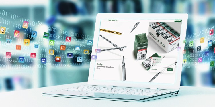 Open laptop, the screes is showing the Customer Portal of Groz-Beckert